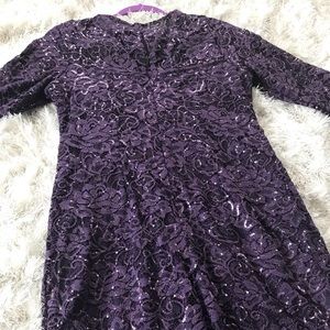 Purple Sequins Long Sleeve Dress Size 6
